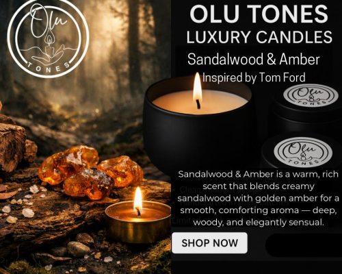 Sandalwood & Amber (Inspired by Tom Ford) Candle by Olu Tones LTD