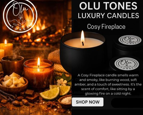 Cosy Fireplace Candle by Olu Tones LTD
