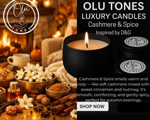 Cashmere & Spice (Inspired by D&G) Candle by Olu Tones LTD